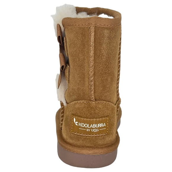 Koolaburra UGG Toddler’s 6 Victoria Short Boot Tan Suede Leather Faux Fur Lining - Picture 5 of 11